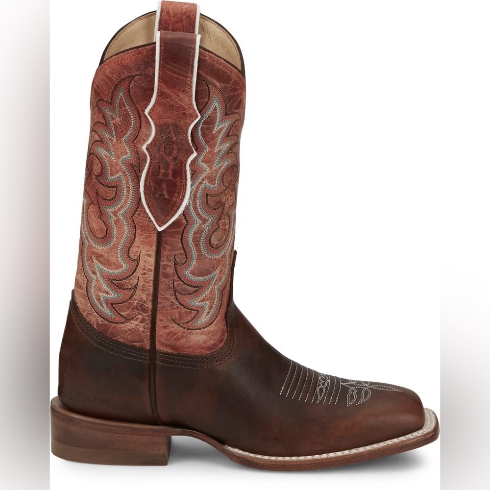 JUSTIN BOOTS WOMEN'S AQHA DUSTY BROWN SQUARE TOE WESTERN BOOTS AQ7020 - Picture 4 of 10